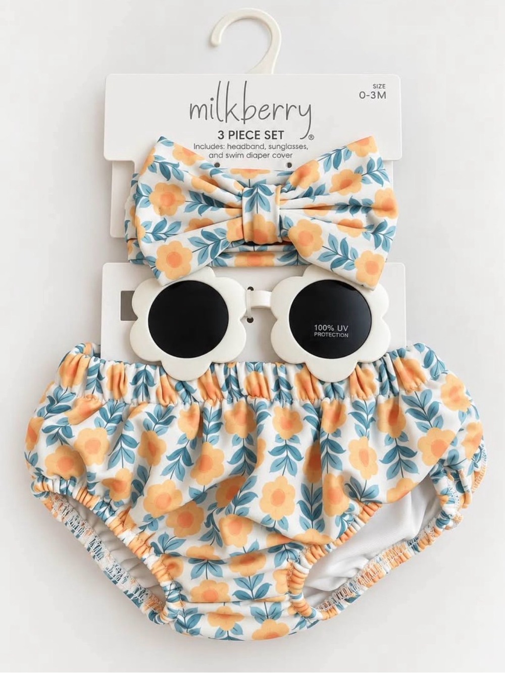 Milkberry Floral Kids Swim Trunks Set - Yellow & Blue NWT